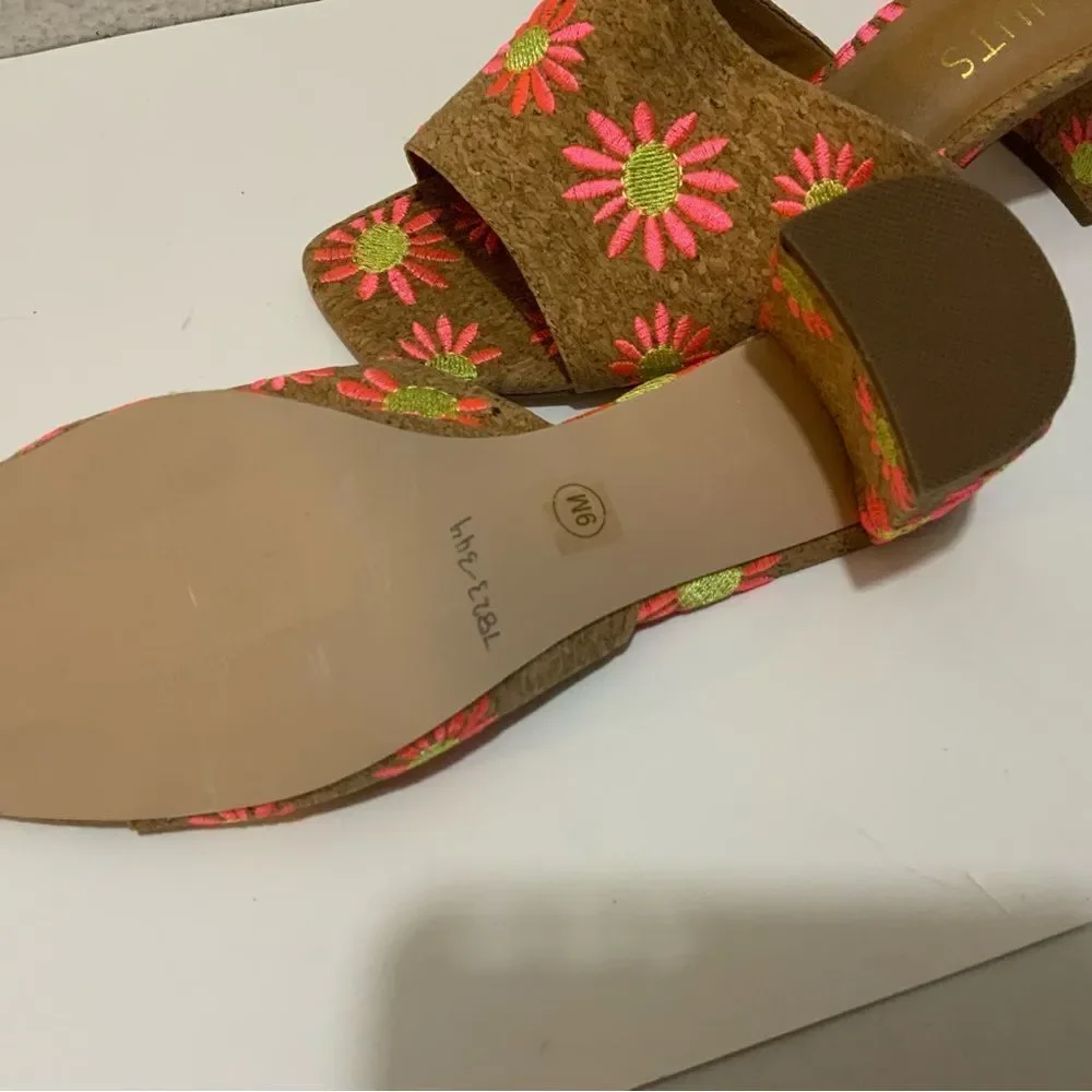 Coconuts By Matisse Sandals Kristin Women's 9M Beige Pink Daisy Faux Cork